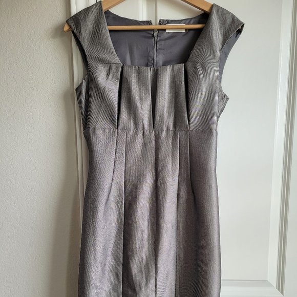 Calvin Klein Silver Sheen Pencil Cocktail Woman One Piece Dress - Picture 1 of 6